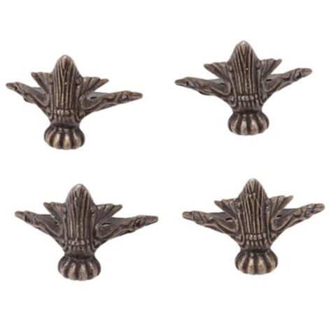 4 pièces Petit Pied d’angle décoratif en metal pour boîte à bijoux, table avec vis Style vintage