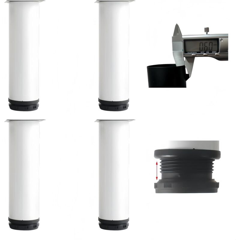 4 pièces Pied de Meuble,Pieds de Meuble Reglable Acier Inoxydable,Pied Meuble Salle de Bain Bureau Meuble Cuisine,Hauteur Réglable 0-15 mm,16 Vis