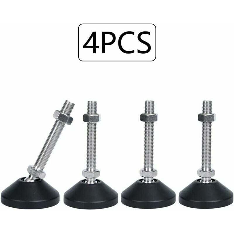 Alovez - 4 Pièces Pied Reglable M8x50 Vis de Réglage pour Meuble Pieds de Meuble Ajustables Pieds Réglables Universels en Silicone Pied Reglable en