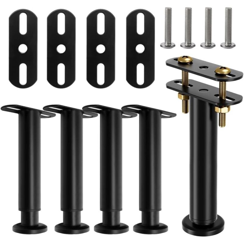 4 pièces Pied sommier à Lattes,Pied de lit,Pied de lit 30 cm,Pied pour sommier a Lattes,reglable Installation sans Perçage Pied sommier 18-32cm,Pieds