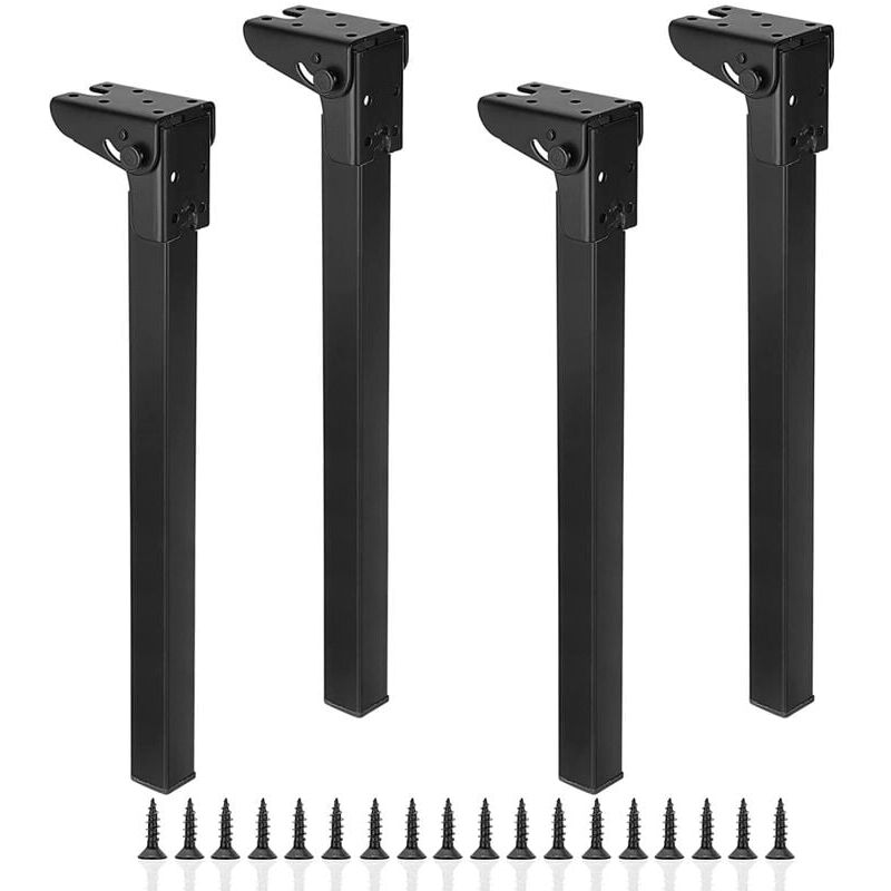 4 Pièces Pied Table Rabattable 35cm Moderne Pieds de Meubles Pliants Noir pour Lit Canapé Armoire