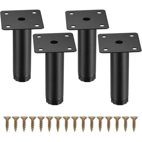 4 Pièces Pieds de Meuble, 8 cm/3,15 Pouces Pieds de Meubles Réglables, Pieds de Support en Fixation en Métal pour Meubles/Table/Chaise/Bureau/Cuisine/Armoire/Canapé