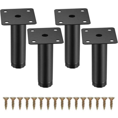 4 Pièces Pieds de Meuble, 8 cm/3,15 Pouces Pieds de Meubles Réglables, Pieds de Support en Fixation en Métal pour Meubles/Table/Chaise/Bureau/Cuisine/Armoire/Canapé