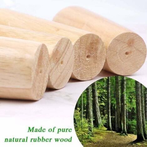 4 Pièces Pieds de Meuble en Bois Massif,12 cm Pieds en Bois pour Canapé,Pieds Meubles Bois Rechange,Pieds Meubles Coniques avec Plaque de Montage Vis M8,Patins Antidérapants pourTable à Manger,Armoire