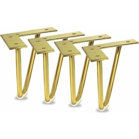 4 pièces pieds de meubles en métal robustes, pieds de serrage dorés de 15,2 cm avec vis, adaptés aux armoires, tables, canapés, meubles TV, coiffeuses