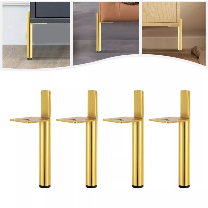 Gojoy - 4 Pièces Pieds de meubles pieds de table en acier, pieds D'armoire, pieds de meubles coniques 15cm 441lbs