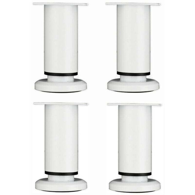Linghhang - 4 Pièces Pieds de Meubles Réglables 12cm Blanc Jambe de Table Rond en Métal pour Canapé Armoire Lit avec Vis