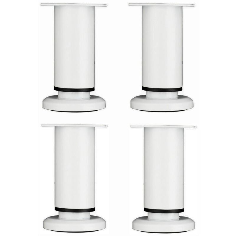 Linghhang - 4 Pièces Pieds de Meubles Réglables 12cm Blanc Jambe de Table Rond en Métal pour Canapé Armoire Lit avec Vis