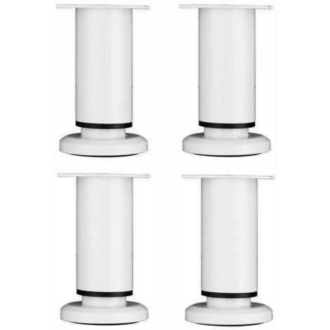 4 Pièces Pieds de Meubles Réglables 12cm Blanc Jambe de Table Rond en Métal pour Canapé Armoire Lit avec Vis-Crezuo