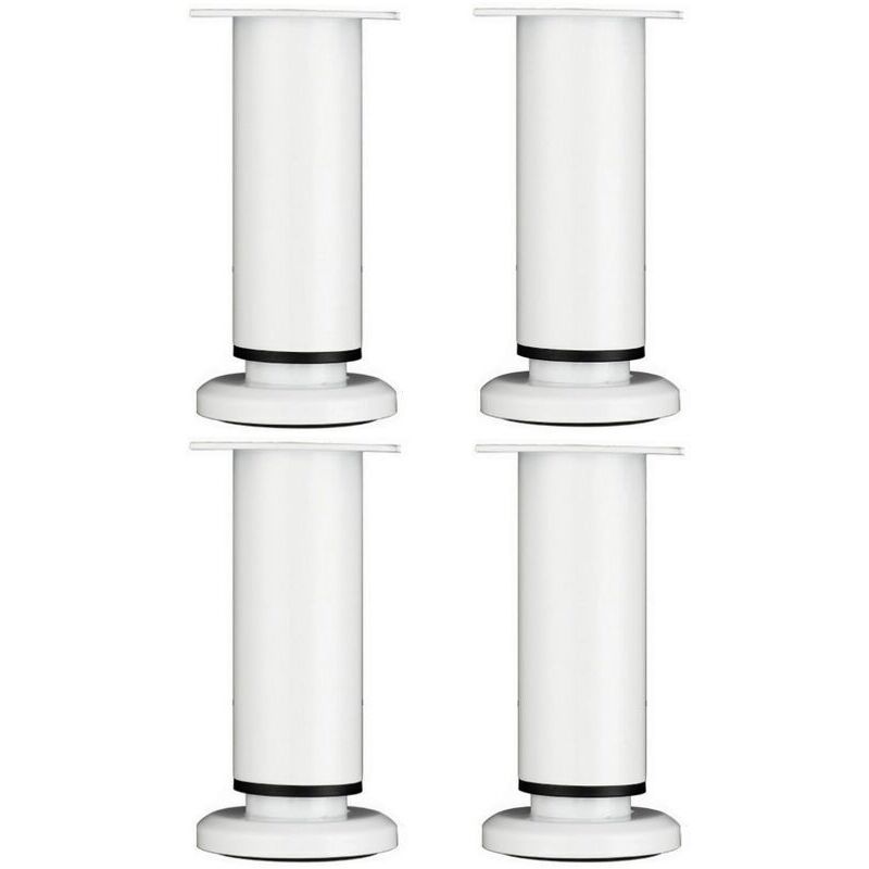 4 Pièces Pieds de Meubles Réglables 18cm Blanc Jambe de Table Rond en Métal pour Canapé Armoire Lit avec Vis