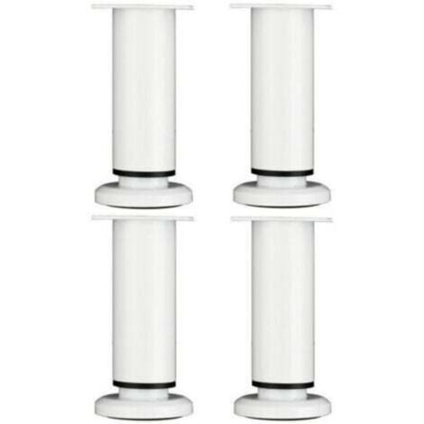 4 Pièces Pieds de Meubles Réglables 18cm Blanc Jambe de Table Rond en Métal pour Canapé Armoire Lit avec Vis