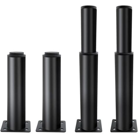 4 Pièces Pieds de Meubles Réglables Pied d'Armoire, Pied Cuisine Réglables pour Les Pièces de Rechange des Meubles,Pieds d'armoire avec des Vis, Noir/18cm