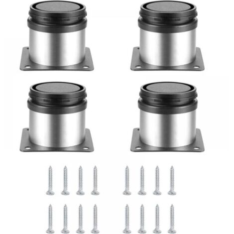 4 Pièces Pieds de Meubles Réglables, Pied de Table Reglable Hauteur Métal, Pieds Meuble Cuisine, Pieds de Meubles Armoires éTagèRes Table Acier Inoxydable, avec Vis (50X50MM, Argent)