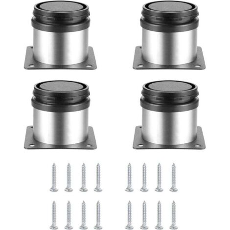 4 Pièces Pieds de Meubles Réglables, Pied de Table Reglable Hauteur Métal, Pieds Meuble Cuisine, Pieds de Meubles Armoires éTagèRes Table Acier Inoxydable, avec Vis (50X50MM, Argent)