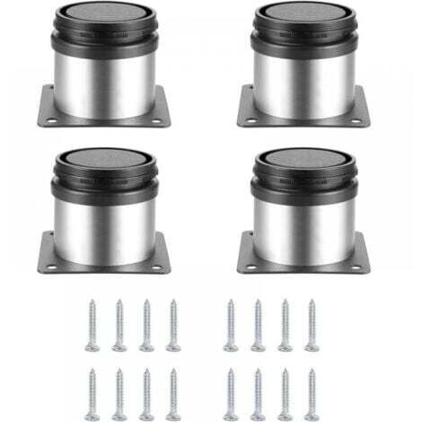 4 Pièces Pieds de Meubles Réglables, Pied de Table Reglable Hauteur Métal, Pieds Meuble Cuisine, Pieds de Meubles Armoires éTagèRes Table Acier Inoxydable, avec Vis (50X50MM, Argent)