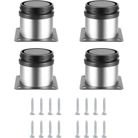 4 Pièces Pieds de Meubles Réglables, Pied de Table Reglable Hauteur Métal, Pieds Meuble Cuisine, Pieds de Meubles Armoires éTagèRes Table Acier Inoxydable, avec Vis (50X50MM, Argent)