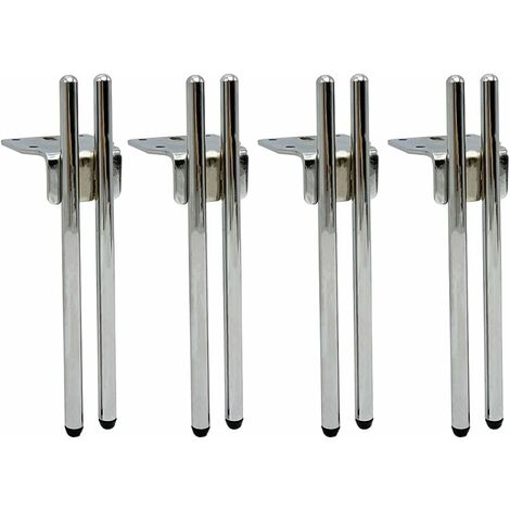 4 pièces Pieds de Support de Meubles Anti-dérapant et Silencieux Double pôle métal Pieds de Table canapé Pieds Pieds d'armoire Pieds de Table Basse,Argent,18cm