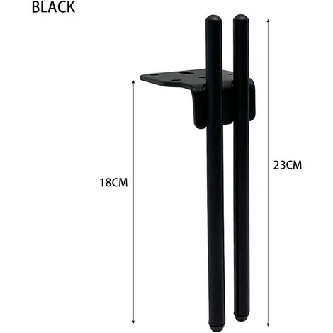 4 pièces Pieds de Support de Meubles Anti-dérapant et Silencieux Double pôle métal Pieds de Table canapé Pieds Pieds d'armoire Pieds de Table Basse,Noir,18cm