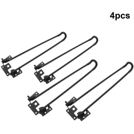 4 Pièces Pieds de Table Pliants en Épingle à Cheveux, Pieds de Support à Deux Tige en Métal Lourd Noir Accessoires de Meubles de Bricolage Banc/Pieds de Table d'Ordinateur Hauteur 51 cm..DEBUNS