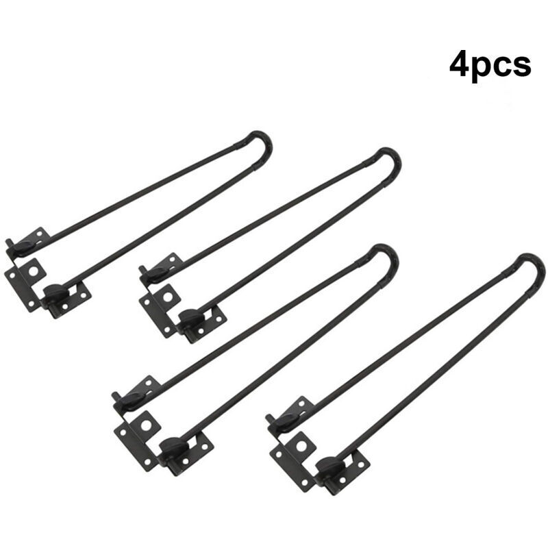 4 Pièces Pieds de Table Pliants en Épingle à Cheveux, Pieds de Support à Deux Tige en Métal Lourd Noir Accessoires de Meubles de Bricolage Banc/Pieds