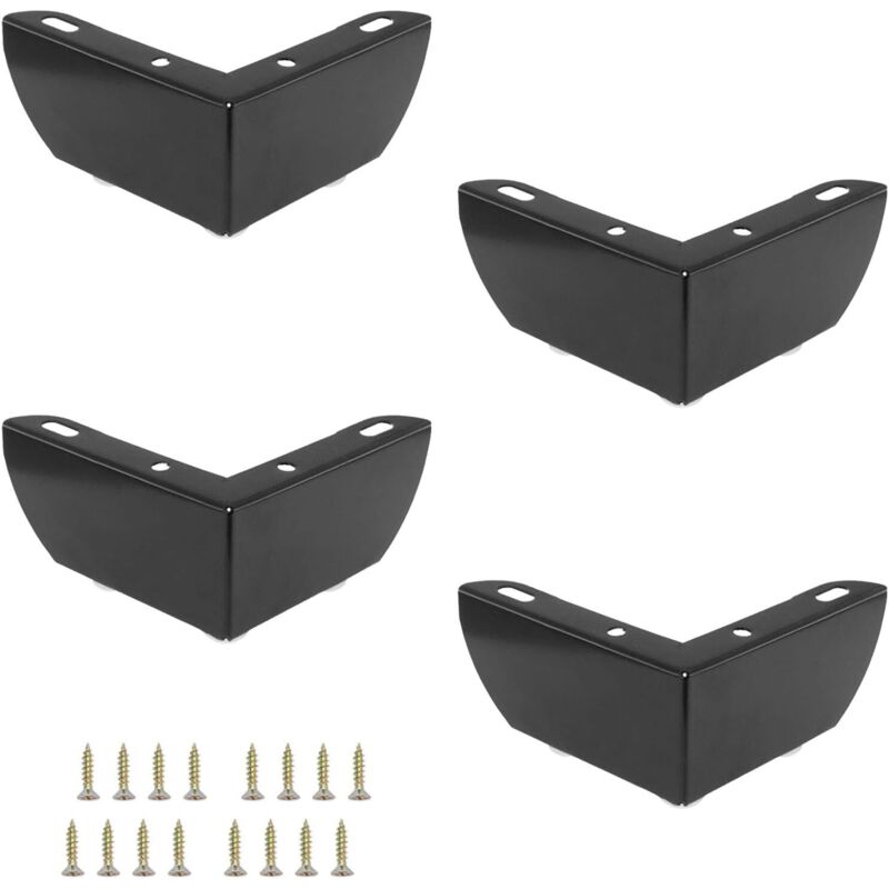 4 pièces pieds meuble triangulaires 5 cm noirs, avec 16 clous, pour canapé, table, chaises, buffets, TV