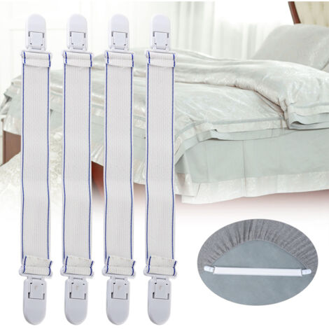 4 Pièces Pinces à Draps Universelles, Fixations de Matelas et Pince à Linge