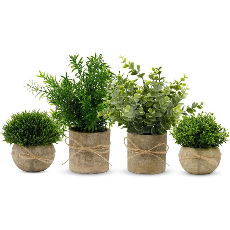 4 Pièces Plantes Artificielles Interieur, Mini Fausse Plante Interieur pour Decoration Chambre, Plante Artificielle Interieur pour Maison Salle de
