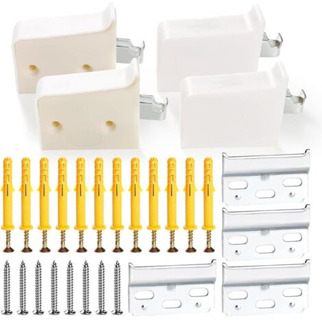 4 Pièces Plaque de Suspension Murale pour Placard, Support d'armoire Suspendus pour Meubles, Fixation Murale de Meubles de Cuisine, Poids du Roulement 50kg, Blanc