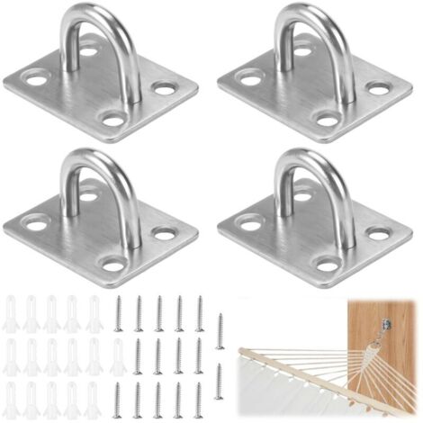 4 Pièces Plaques œIl Acier Inoxydable, Crochet Mural Visser Robuste, Fixation Plafond Acier Inoxydable 304, Crochet Plafond Visser pour Suspendre des Filets, Cordes, Yoga-Schaukeln, Corde Linge