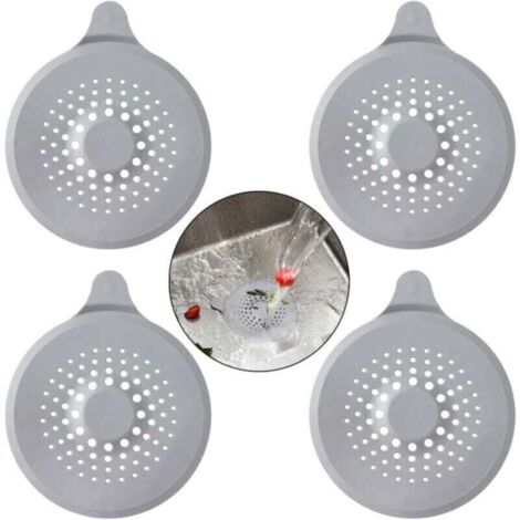 4 pièces poignée a type gris (14,5 17cm) couvercle d'égout en silicone, filtre d'évier avec ventouse, filtre de couvercle d'égout de baignoire