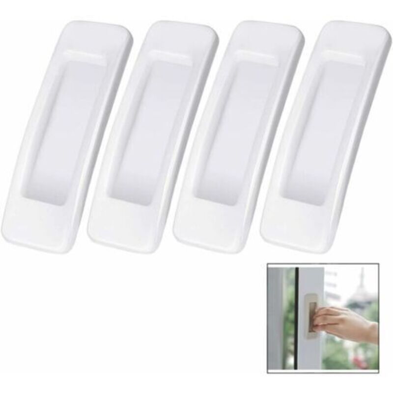 4 Pièces Poignée Autocollante Porte Coulissante - Blanc