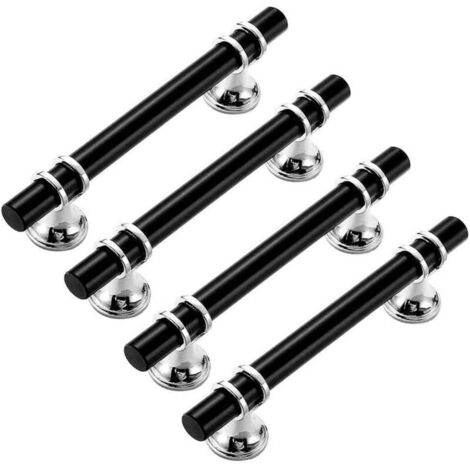 4 Pièces Poignée de Meuble,Poignées Meuble Cuisine Noires,Poignée Bâton de Porte,Cuisine Meuble en Alliage d'Aluminium,pour Placard Tiroir Chambre Meubles (96 MM)