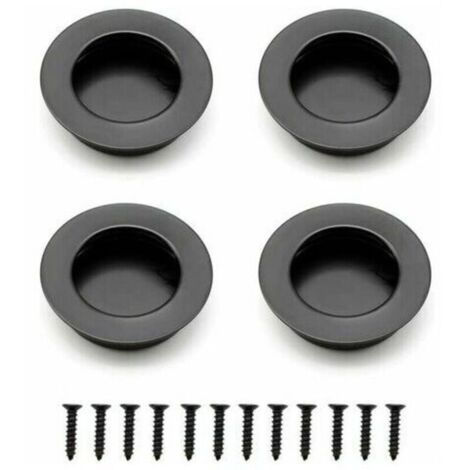 4 Pièces Poignée de Porte Coulissante Poignée Encastrable Ronde pour Tiroirs Armoires - Noir..DEBUNS