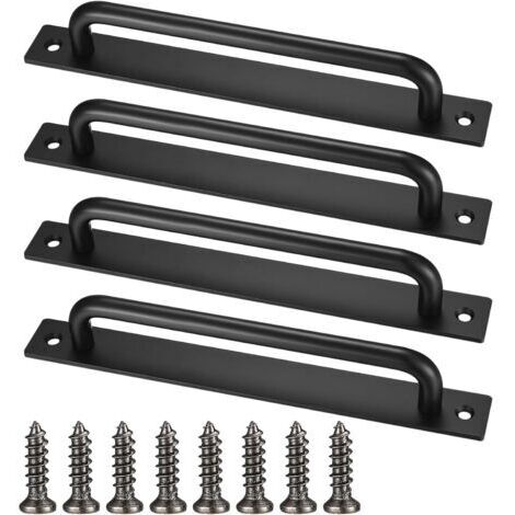 4 Pièces Poignée de Porte de Grange, Poignée de Porte Coulissante Noire, Poignées de Porte Robustes avec Vis, Poignées de Porte Armoire Aluminium pour Placard Cuisines Meubles Chambre