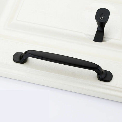 4 Pièces Poignée Porte Cuisine Noir Meubles de Chambre Cuisine Armoire Porte Poignées Meubles Poignée Tire avec Vis Alliage Aluminium la Poignée de Tirette, Distance de trou 128mm