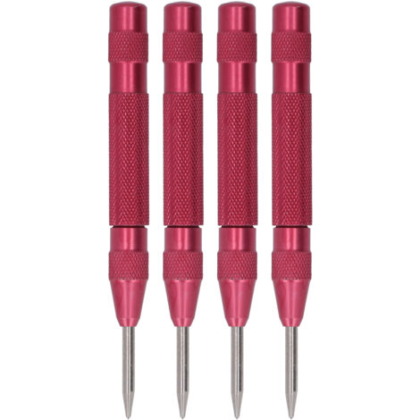 4 Pièces Pointeau Automatique Acier Rapide 5" Kit Outil pour Montage Réparation Rouge