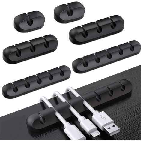 4 pièces porte-cable serre-cables auto-adhésifs pour cordon d'alimentation, cable de chargement de cable USB, chargeurs, cable audio, ensemble d'organisateur de gestion de cable de bureau de cable (no