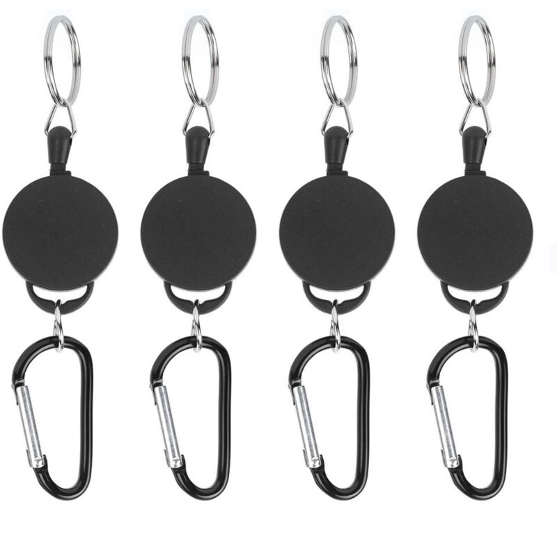 4 pièces Porte-clés Rétractable Anti-Vol avec Mousqueton, Corde Nylon pour Téléphones Portefeuilles en Extérieur