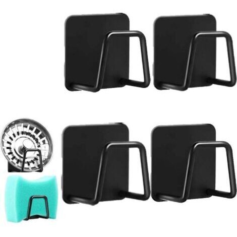 4 Pièces Porte Eponge Evier Cuisine, Porte Eponge Evier Auto Adhesif, 304 INOX, Support Eponge INOX, Support Eponge Evier Cuisine pour Le Rangement de Cuisine et Salle de Bain