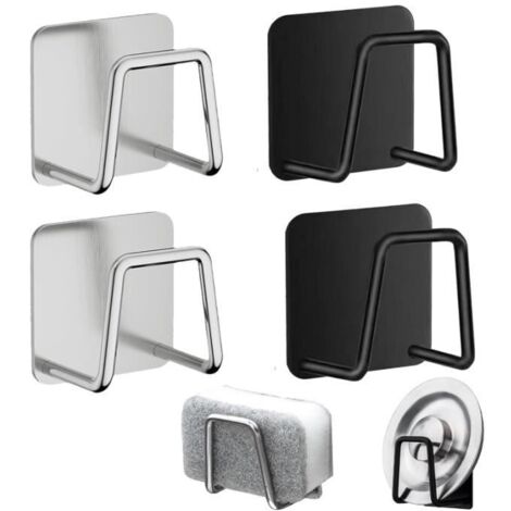 4 Pièces Porte Eponge Evier Cuisine,Range Eponge Evier en Acier Inoxydable,Porte Eponge Adhesif,Support Eponge Evier Cuisine,yd