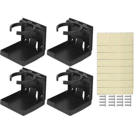 4 pièces Porte-gobelet pliable réglable pour voiture, camping-car, bateau - Montage mural ou vertical Noir