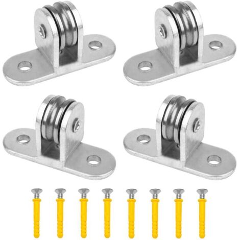 4 Pièces Poulies de Levage Mouflage pour Cable, 60mm Section Verticale Poulie Simple, Roulette Rail Portail Coulissan Acier Inox, Bloc de Poulie avec 8 Vis, pour Corde à Linge, Cordes