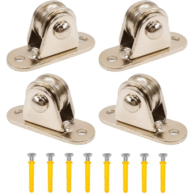 4 Pièces Poulies de Levage Mouflage pour Cable, 60mm Version Horizontale Poulie Simple, Roulette Rail Portail Coulissan Acier Inox, Bloc de Poulie