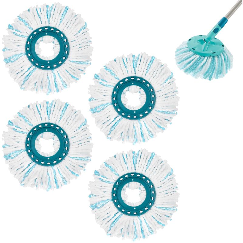 4 Pièces pour Leifheit Tête de Rechange Clean Twist Disc Mop Ergo Vadrouille en Microfibre de Nettoyage Ronde Forte Absorption d'eau Facile à