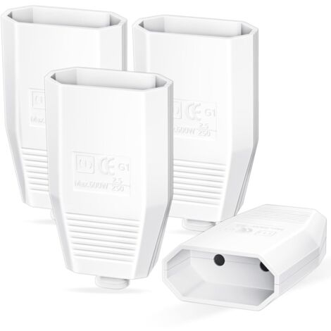 4 Pièces Prise Electrique Femelle, Le Connecteur Europe Fiche Plate Contact de Protection, Fiche Femelle, Accouplement Plat Euro 250V Prise Euro Plate Fiche Electrique Femelle Avec Décharge