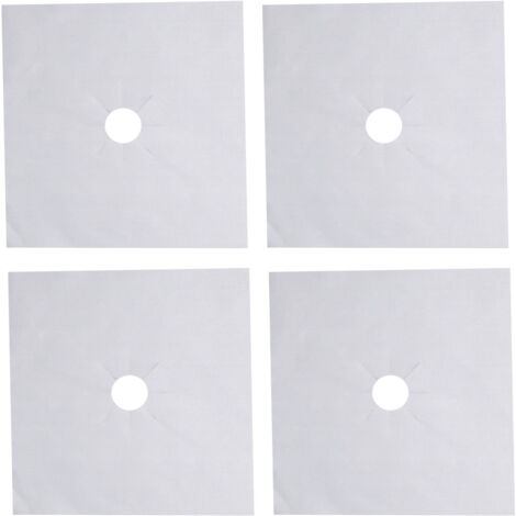 4 Pièces Protège-Brûleurs de Cuisinière Revêtement PTFE Anti-Adhésif, Protections pour Plaques de Cuisson Gaz, 27x27cm Argent 0.1mm