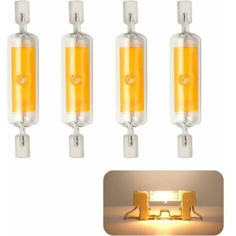 4 pièces R7S LED 78mm ampoules dimmable 10W 230V, ampoule LED blanc chaud 3000K, 800LM COB ampoule LED, 360° angle de faisceau, Equivalent à 80W lampe halogène [Classe énergétique A+]