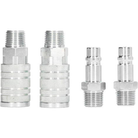 4 Pièces Raccord Rapide pour Tuyau d'Air 1/2" NPT Mâle/Femelle, Connexion Pneumatique Haute Pression 300 PSI