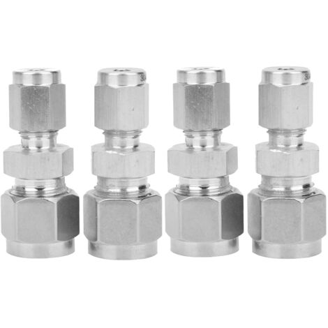 4 Pièces Raccords de Compression en Acier Inoxydable, Double Bague, Adaptateur Convertisseur (Ф4/Ф8)