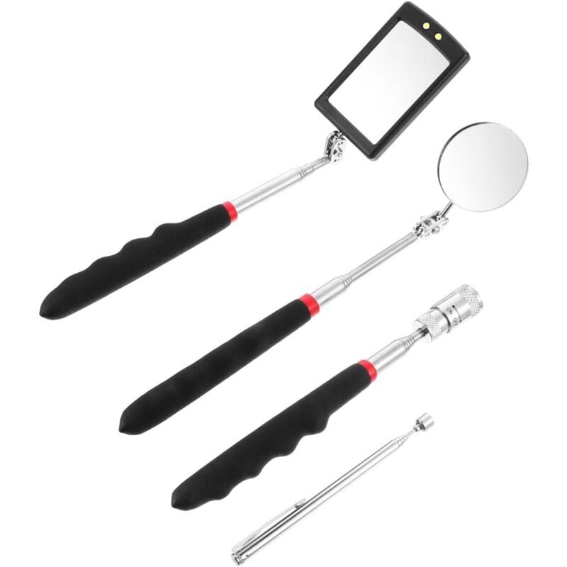 4 Pièces Ramasser miroir d'inspection pivotant outil de réparation automobile outils fourniture de réparation magnétique télescopique souple tige